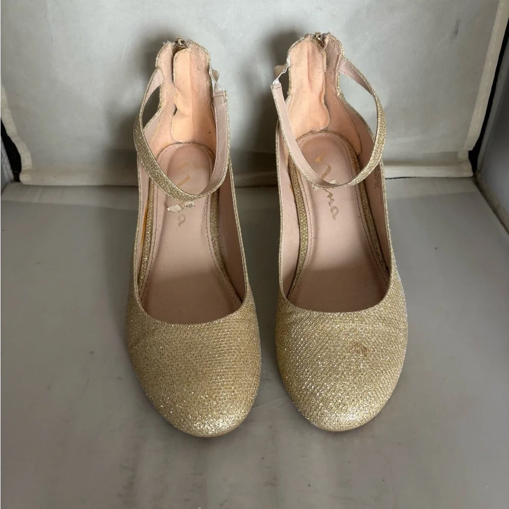 Nina Kids LENNIE platino sparkle dress Shoes with Gold Accents 5